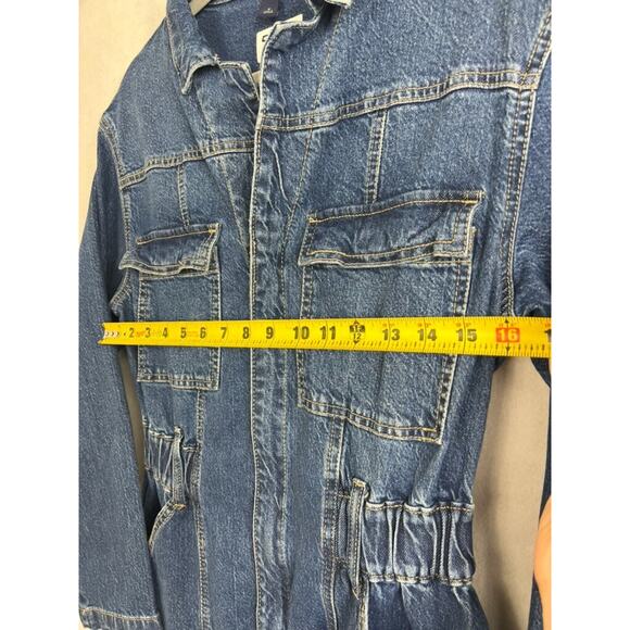 UNIVERSAL THREAD Jumpsuit Womens Size 6 Blue Denim Long Sleeve Pockets Collared - Picture 14 of 16